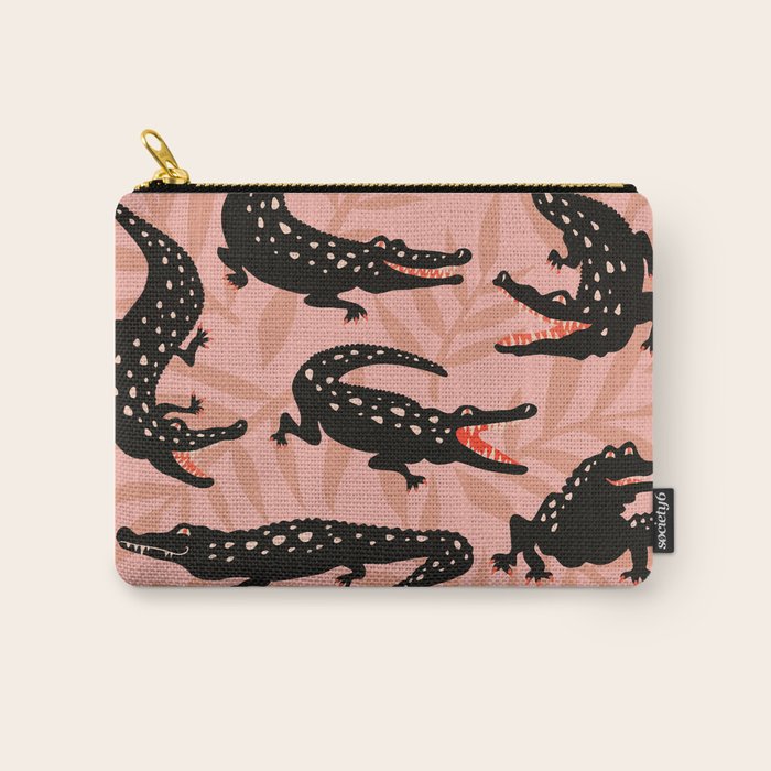 Alligator Collection - Black & Peach Carry All Pouch Gallery Image 1