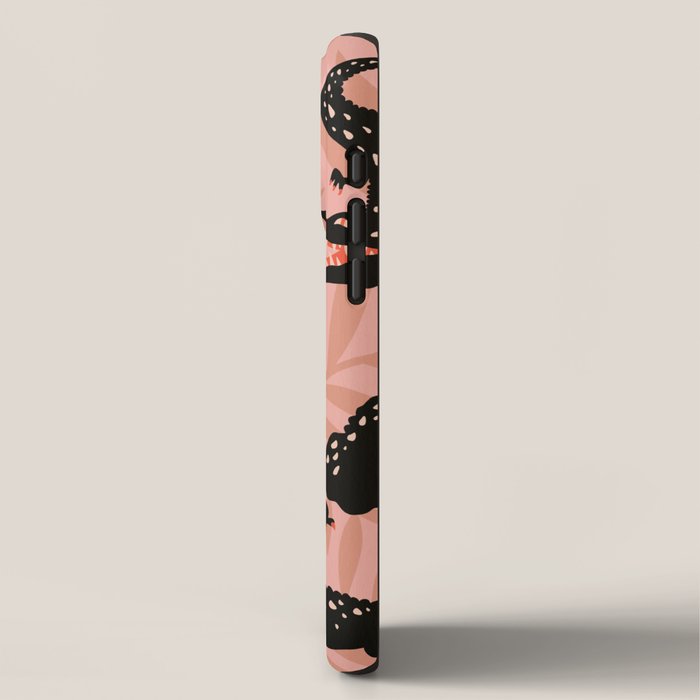 Alligator Collection - Black & Peach iPhone Case Gallery Image 2
