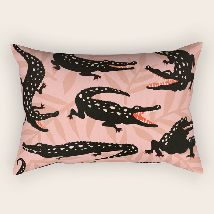 Alligator Collection - Black & Peach Rectangular Pillow Gallery Image 1