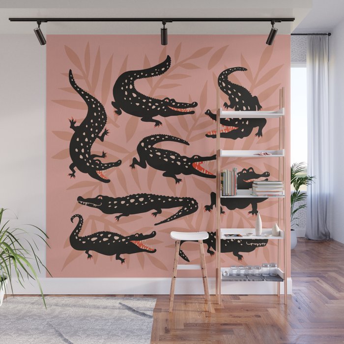Alligator Collection - Black & Peach Wall Mural Gallery Image 1