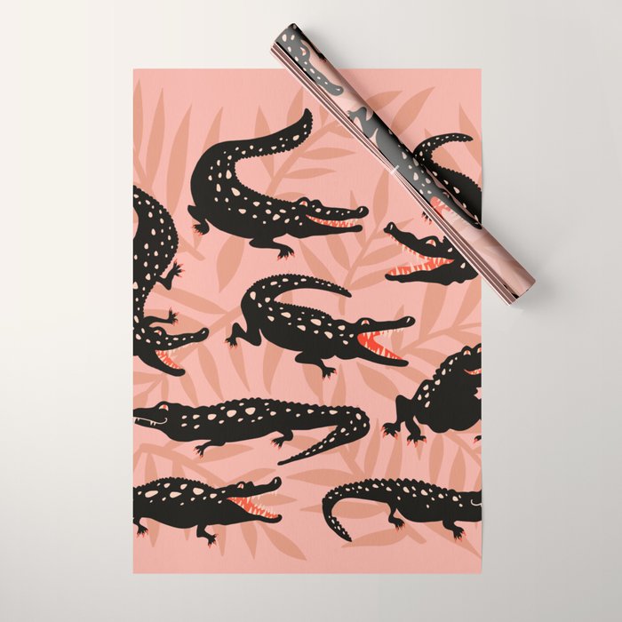 Alligator Collection - Black & Peach Wrapping Paper Gallery Image 1