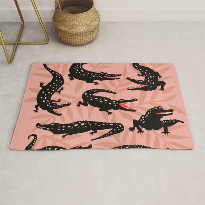 Alligator Collection - Black & Peach Rug Gallery Image 1