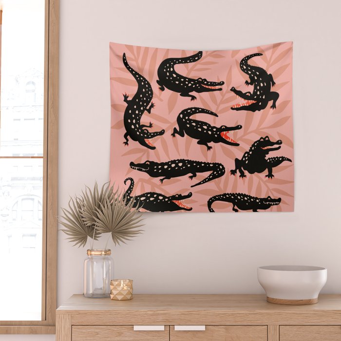 Alligator Collection - Black & Peach Wall Tapestry Gallery Image 2