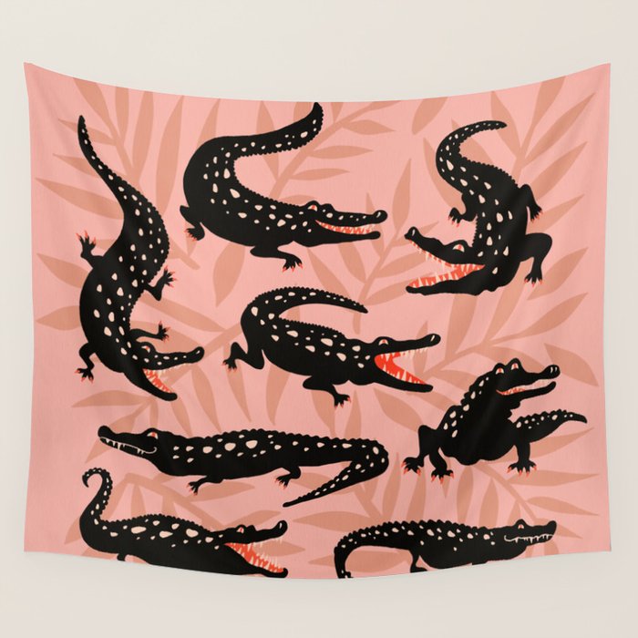Alligator Collection - Black & Peach Wall Tapestry Gallery Image 4