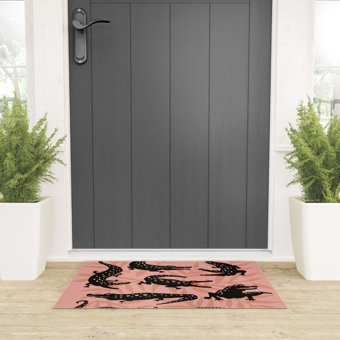 Alligator Collection - Black & Peach Welcome Mat Gallery Image 3