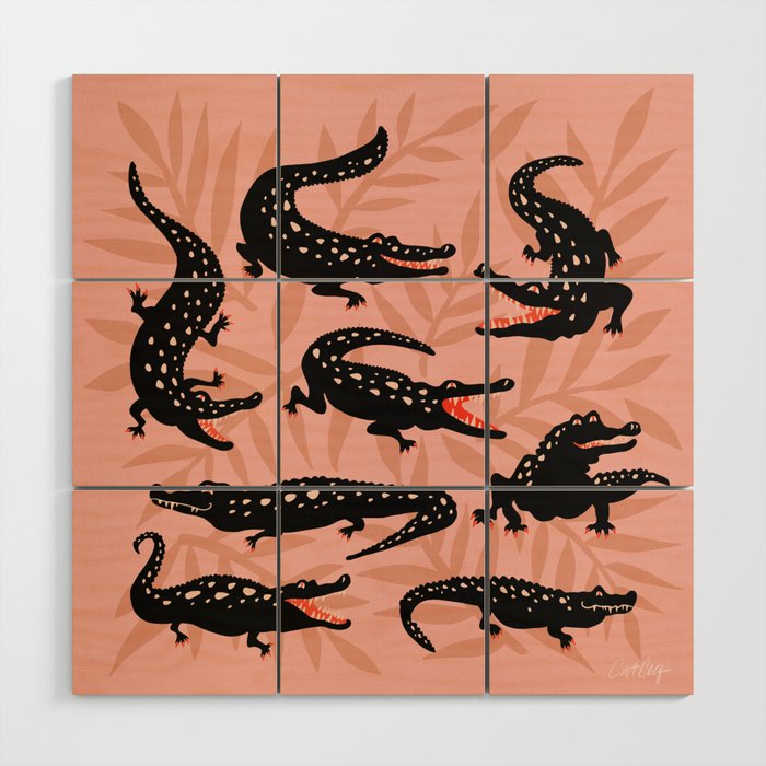 Alligator Collection - Black & Peach Wood Wall Art Gallery Image 1
