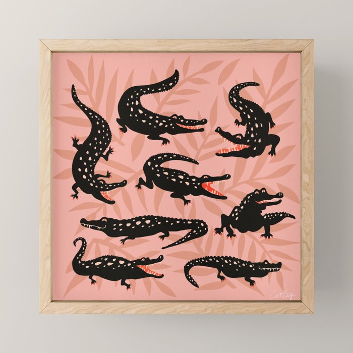 Alligator Collection - Black & Peach Mini Art Print Gallery Image 1