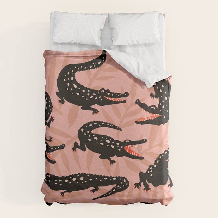 Alligator Collection - Black & Peach Duvet Cover Gallery Image 1