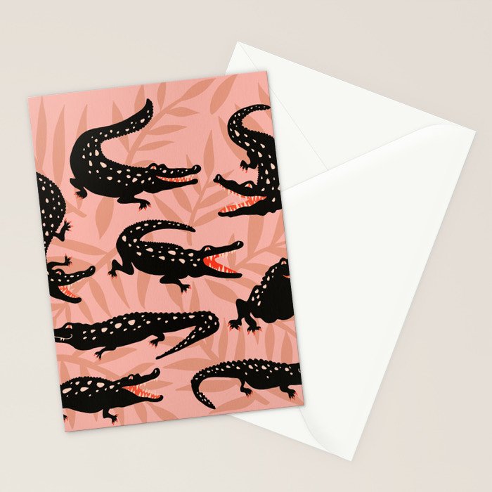 Alligator Collection - Black & Peach Stationery Card Gallery Image 2