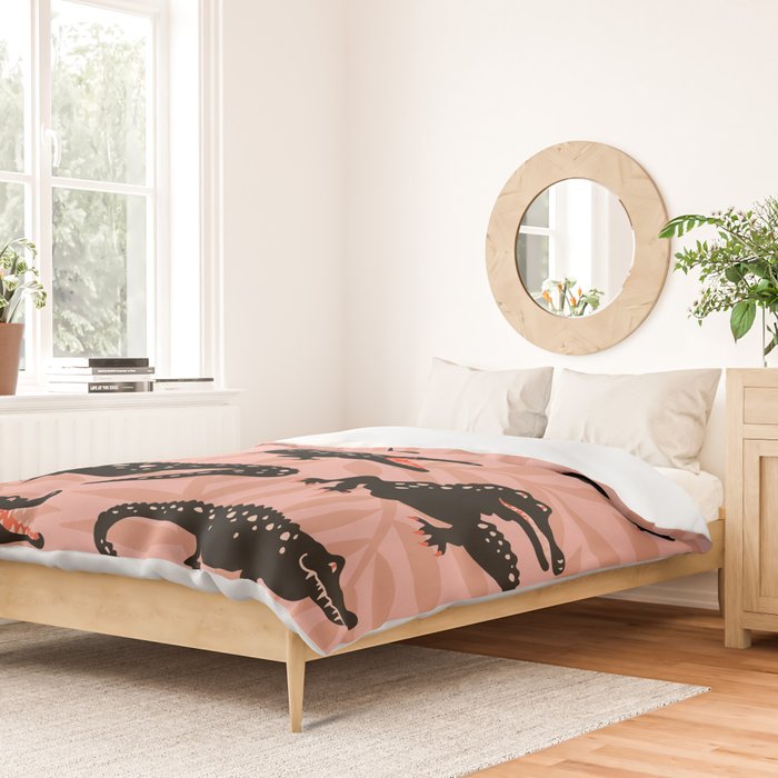 Alligator Collection - Black & Peach Duvet Cover Gallery Image 2