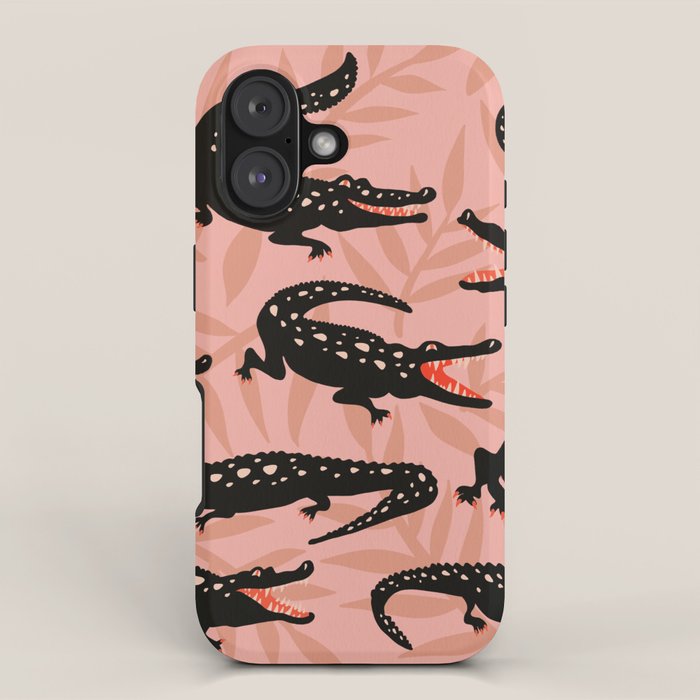 Alligator Collection - Black & Peach iPhone Case Gallery Image 1