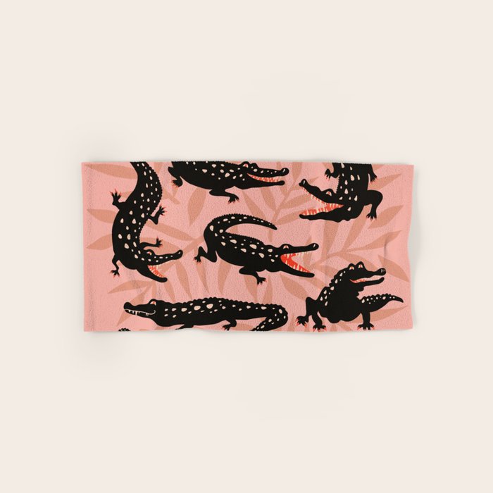 Alligator Collection - Black & Peach Bath Towel Gallery Image 1