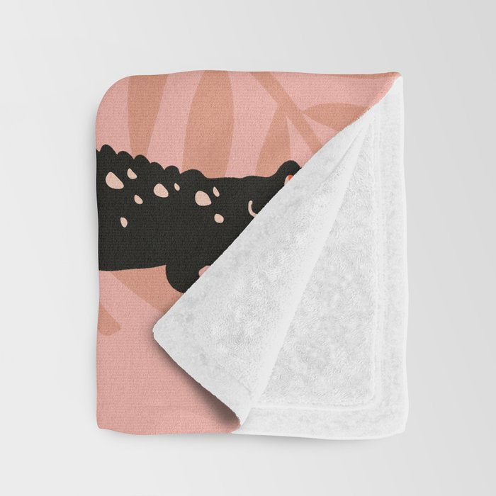 Alligator Collection - Black & Peach Throw Blanket Gallery Image 3
