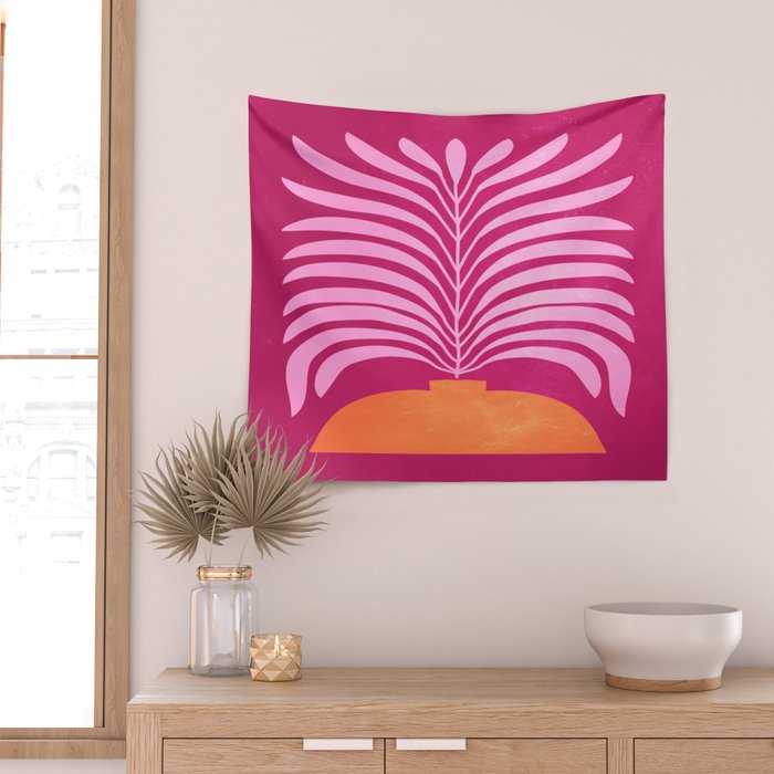 THE VASE 02: Bordeaux Wine Leaves Wall Tapestry Gallery Image 2