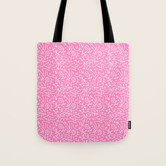 Colorful abstract fun line doodle art pattern Tote Bag Gallery Image 1