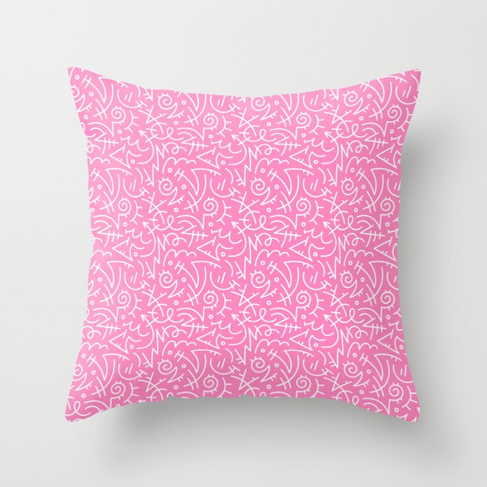 Colorful abstract fun line doodle art pattern Throw Pillow Gallery Image 1