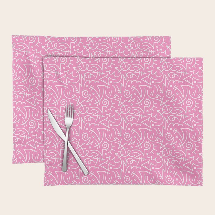 Colorful abstract fun line doodle art pattern Placemat Gallery Image 1