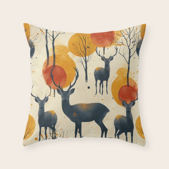 Retro Wildlife Throw Pillow Gallery Image 1