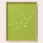 Virgo Zodiac Star Constellation Line Art Chartreuse Green Serving Tray Gallery Image 1