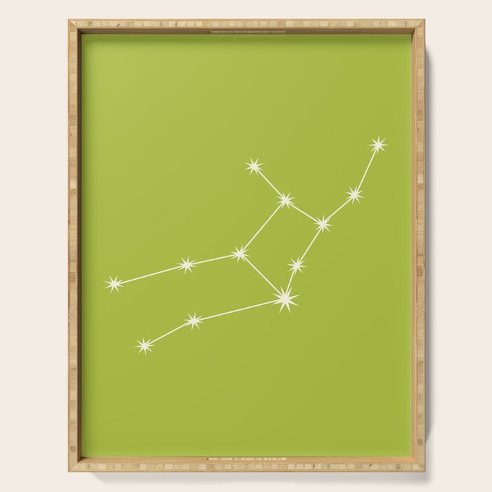 Virgo Zodiac Star Constellation Line Art Chartreuse Green Serving Tray Gallery Image 1