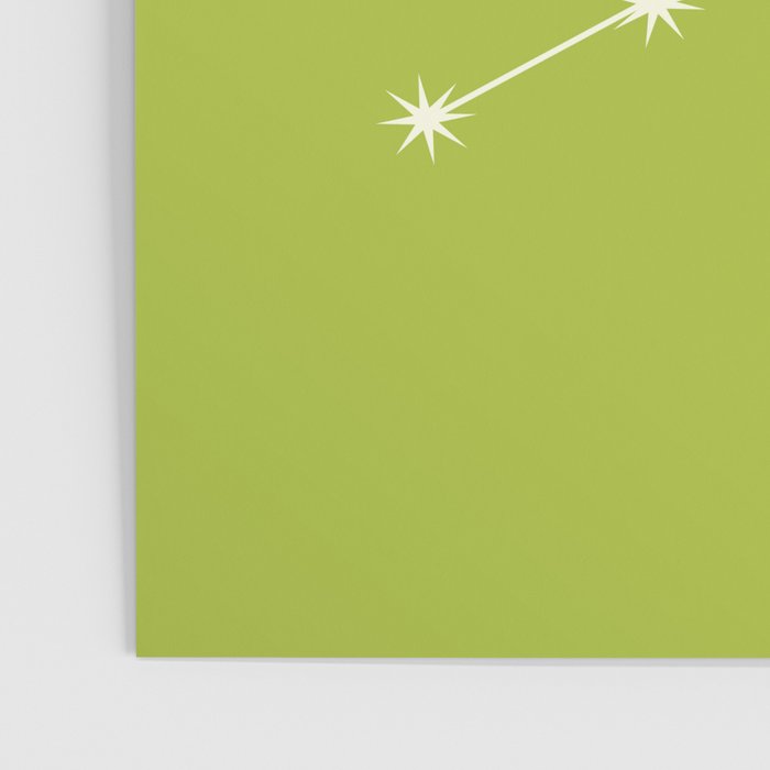Virgo Zodiac Star Constellation Line Art Chartreuse Green Poster Gallery Image 3