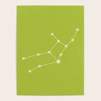 Virgo Zodiac Star Constellation Line Art Chartreuse Green Poster Gallery Image 4