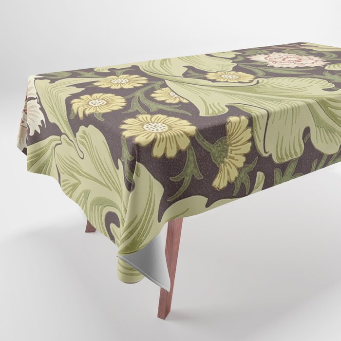 William Morris Leicester Chocolate Olive Floral Tablecloth Gallery Image 1