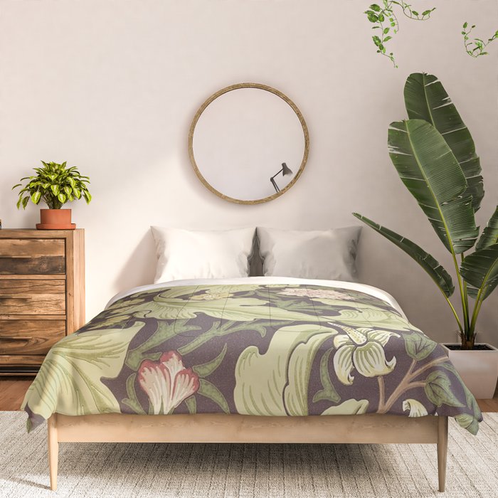 William Morris Leicester Chocolate Olive Floral Comforter Gallery Image 3