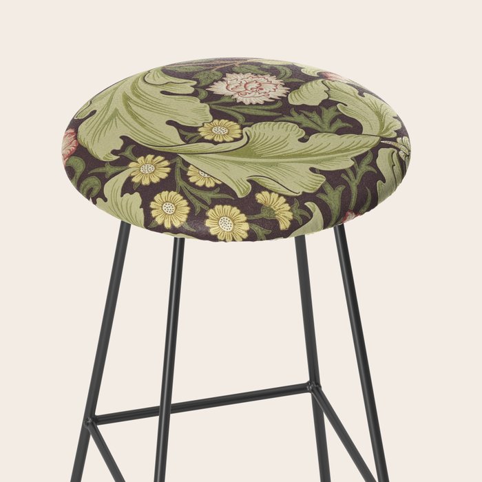 William Morris Leicester Chocolate Olive Floral Stool Gallery Image 2