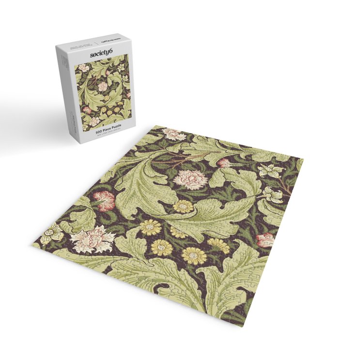 William Morris Leicester Chocolate Olive Floral Jigsaw Puzzle Gallery Image 2