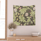 William Morris Leicester Chocolate Olive Floral Wall Tapestry Gallery Image 2