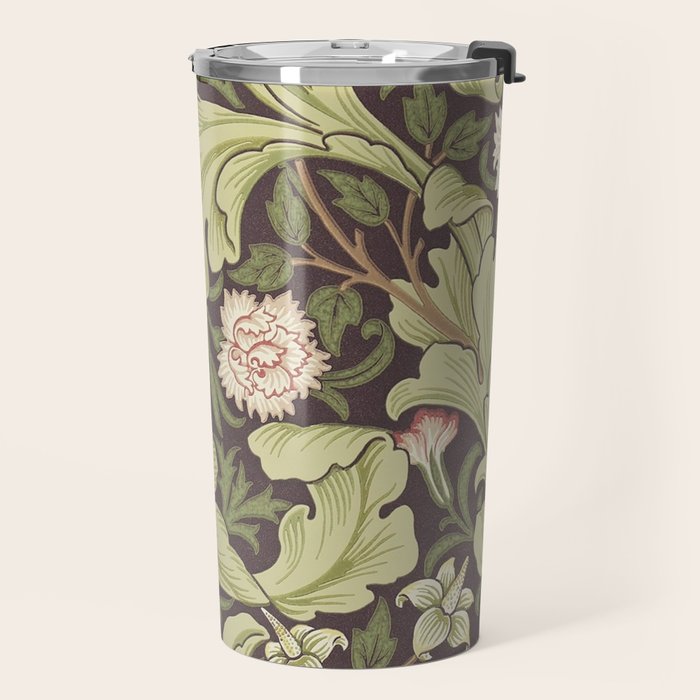 William Morris Leicester Chocolate Olive Floral Travel Mug Gallery Image 2