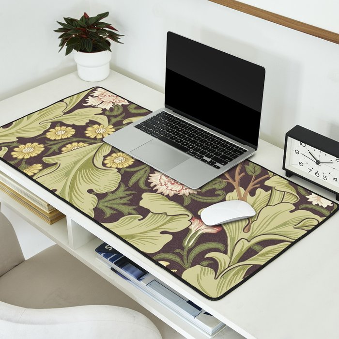 William Morris Leicester Chocolate Olive Floral Desk Mat Gallery Image 2
