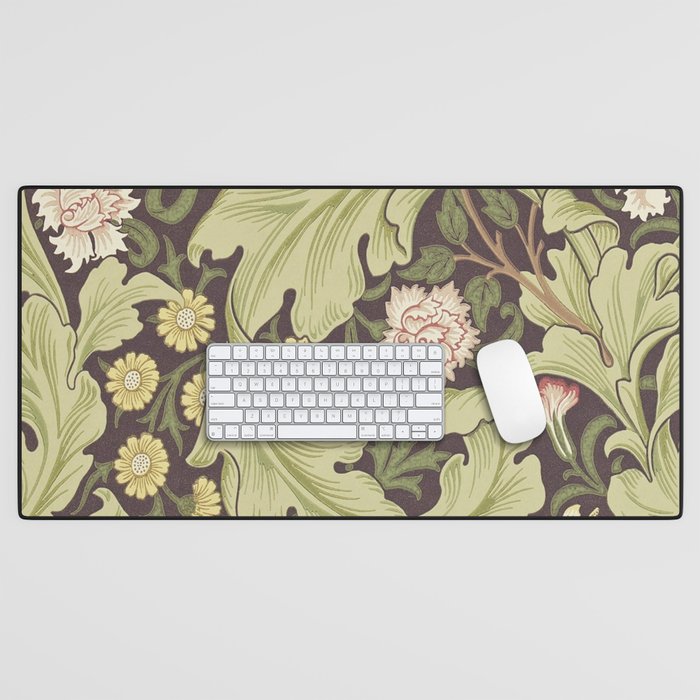 William Morris Leicester Chocolate Olive Floral Desk Mat Gallery Image 1