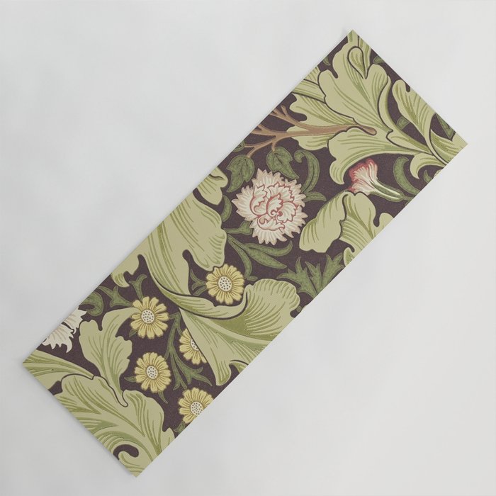 William Morris Leicester Chocolate Olive Floral Yoga Mat Gallery Image 1