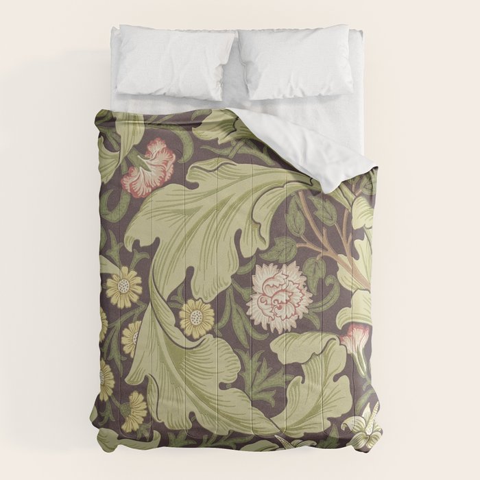 William Morris Leicester Chocolate Olive Floral Comforter Gallery Image 1