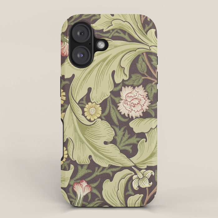 William Morris Leicester Chocolate Olive Floral iPhone Case Gallery Image 1