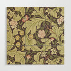 William Morris Leicester Chocolate Olive Floral Wood Wall Art Gallery Image 1