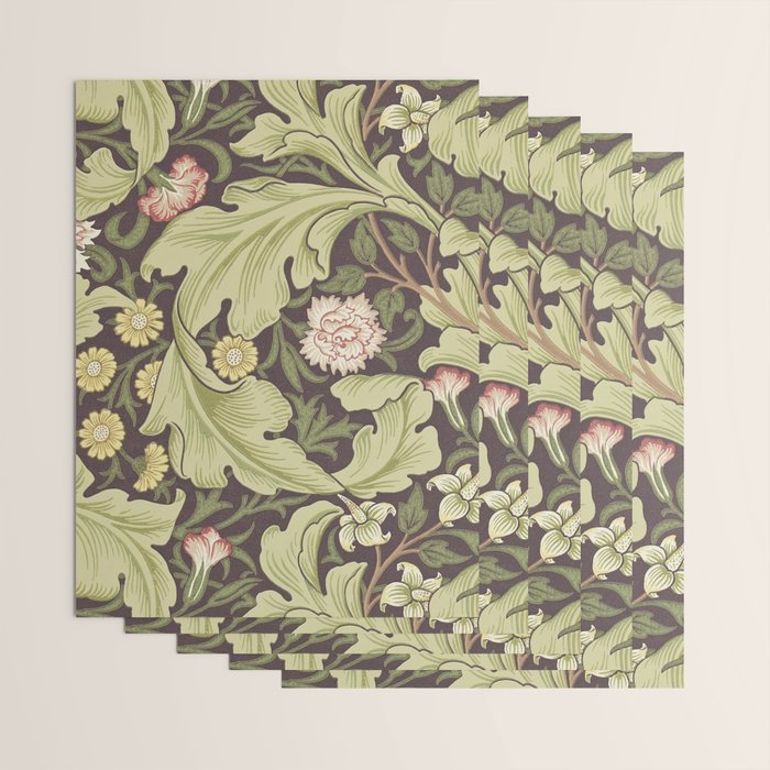 William Morris Leicester Chocolate Olive Floral Wrapping Paper Gallery Image 3
