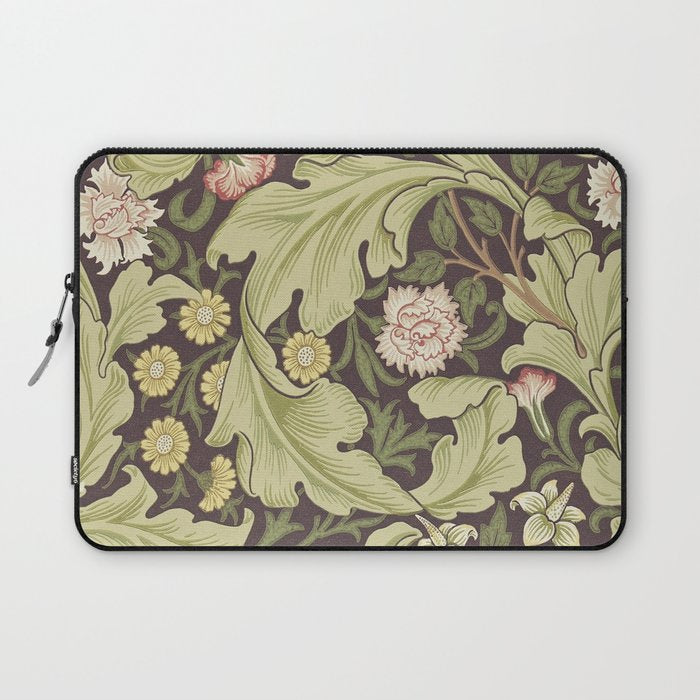 William Morris Leicester Chocolate Olive Floral Laptop Sleeve Gallery Image 1