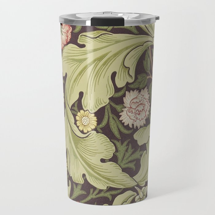 William Morris Leicester Chocolate Olive Floral Travel Mug Gallery Image 1