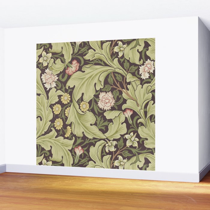 William Morris Leicester Chocolate Olive Floral Wall Mural Gallery Image 2