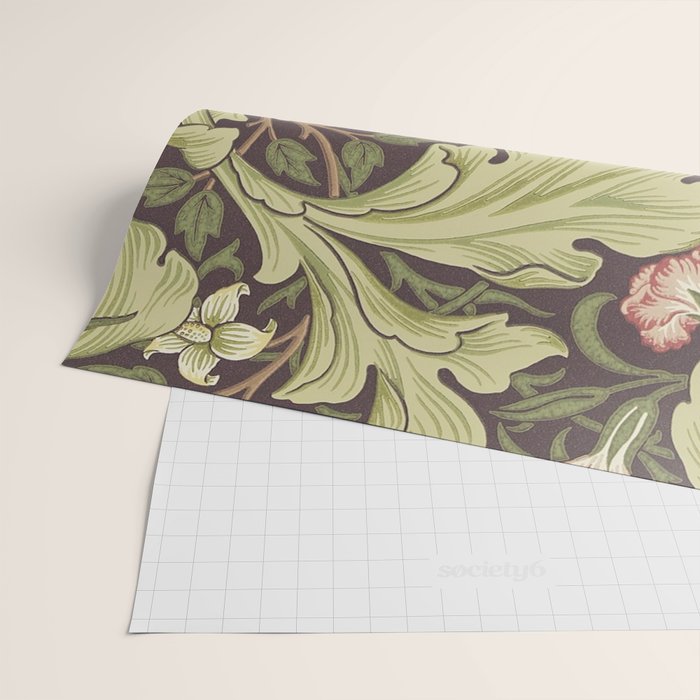 William Morris Leicester Chocolate Olive Floral Wrapping Paper Gallery Image 2