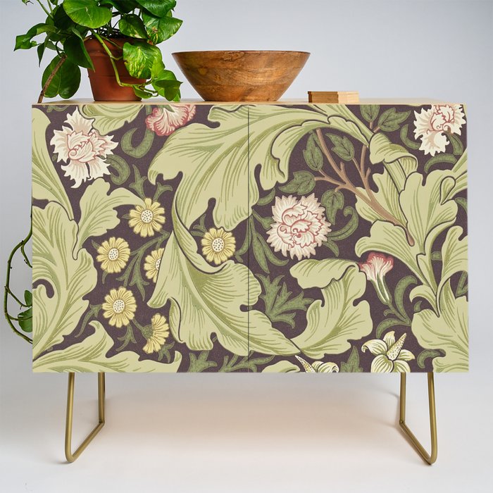 William Morris Leicester Chocolate Olive Floral Credenza Gallery Image 1