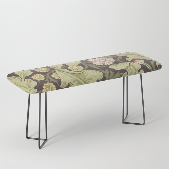 William Morris Leicester Chocolate Olive Floral Bench Gallery Image 1