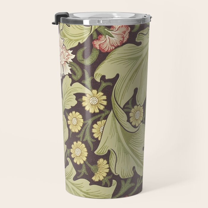 William Morris Leicester Chocolate Olive Floral Travel Mug Gallery Image 3