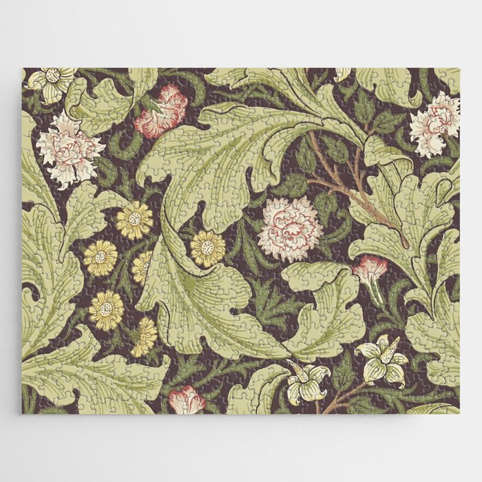 William Morris Leicester Chocolate Olive Floral Jigsaw Puzzle Gallery Image 1