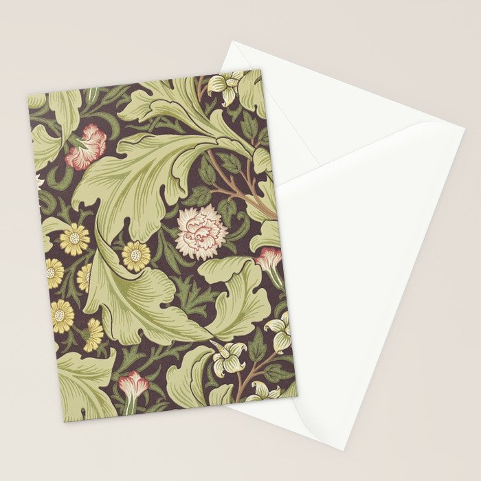 William Morris Leicester Chocolate Olive Floral Stationery Card Gallery Image 2