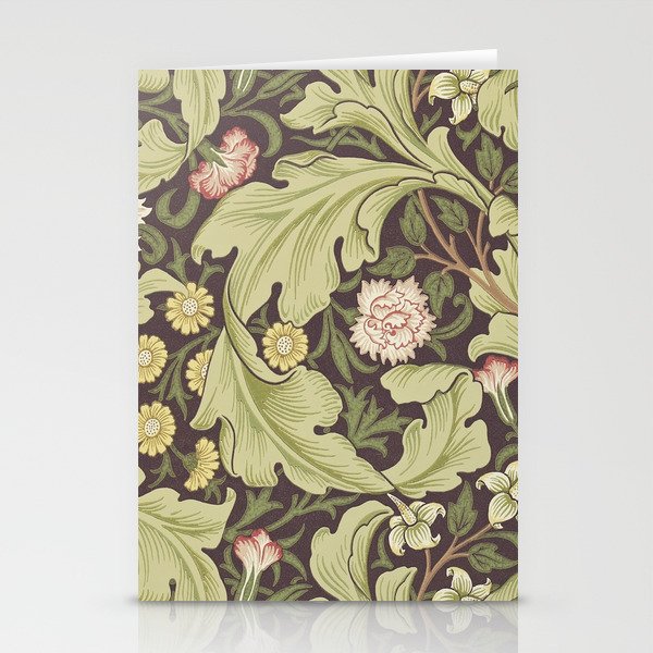William Morris Leicester Chocolate Olive Floral Stationery Card Gallery Image 2