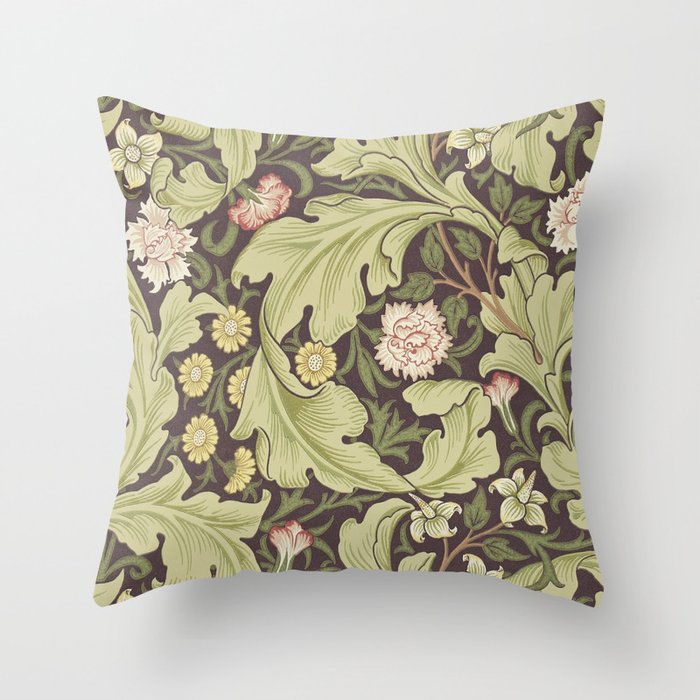 William Morris Leicester Chocolate Olive Floral Throw Pillow Gallery Image 6